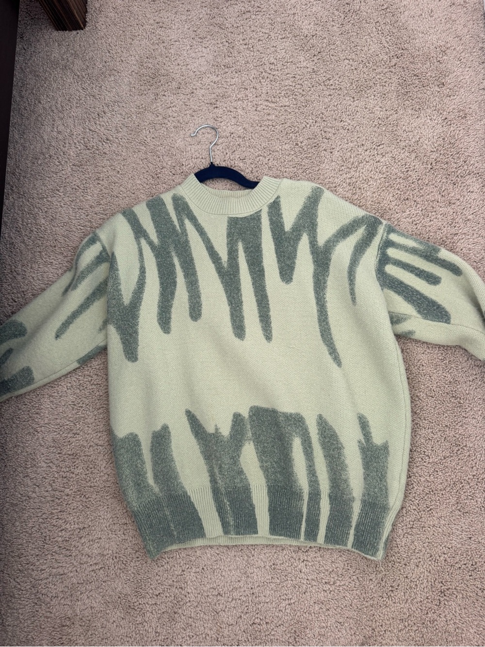 Princess Polly Mint & Sage Abstract Crew Neck Sweater